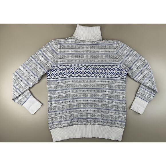 LL Bean Women's Fair Isle Cashmere Cotton Blend Sweater M Turtleneck Nordic - Picture 8 of 9